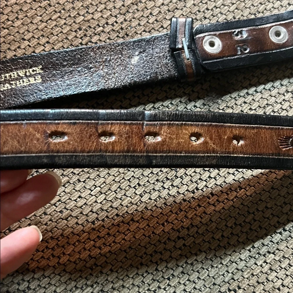 Southwick Leathers Brown Belt‎ with real buffalo coin accents leather 32”